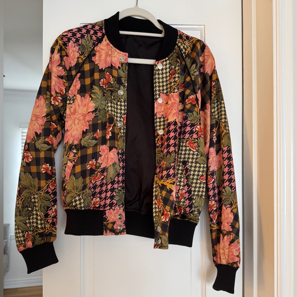 TELL YOUR FRIENDS bomber jacket in Monte print, size XS, excellent condition